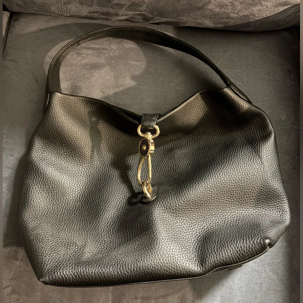 Dooney & Bourke Black Pebbled Leather Hobo with Gold Hardware - Picture 1 of 9